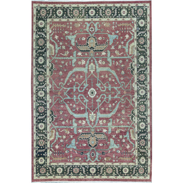 Bokara Rug Co., Inc. HandKnotted HighQuality Green and Red Area Rug